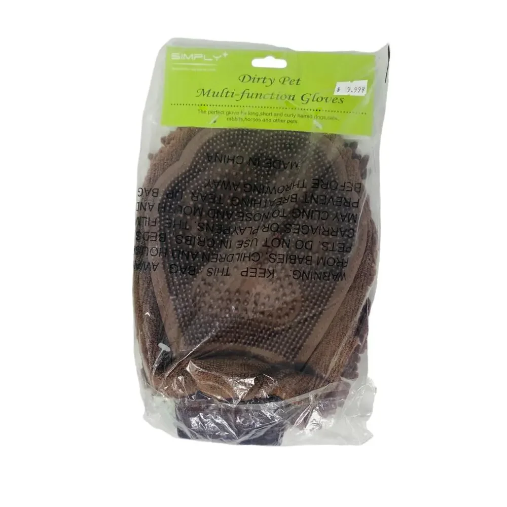 simply dirty pet multi function gloves for grooming dogs and other pets